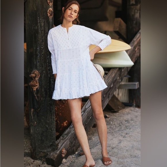 PQ Swim Brooke Tunic Flowy Smocked Long Sleeve Mini Dress - Picture 3 of 11